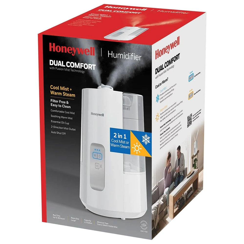 Honeywell Dual Comfort Cool + Warm Mist Humidifier - White, HWC775W - Image 7