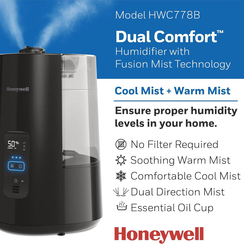 Honeywell Dual Comfort Cool + Warm Mist Humidifier with Humidistat - HWC778 - Image 3