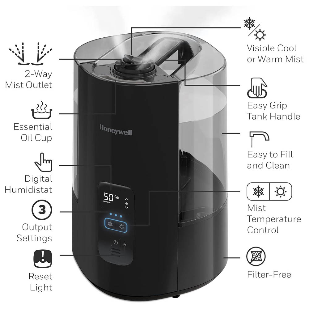 Honeywell Dual Comfort Cool + Warm Mist Humidifier with Humidistat - HWC778 - Image 8