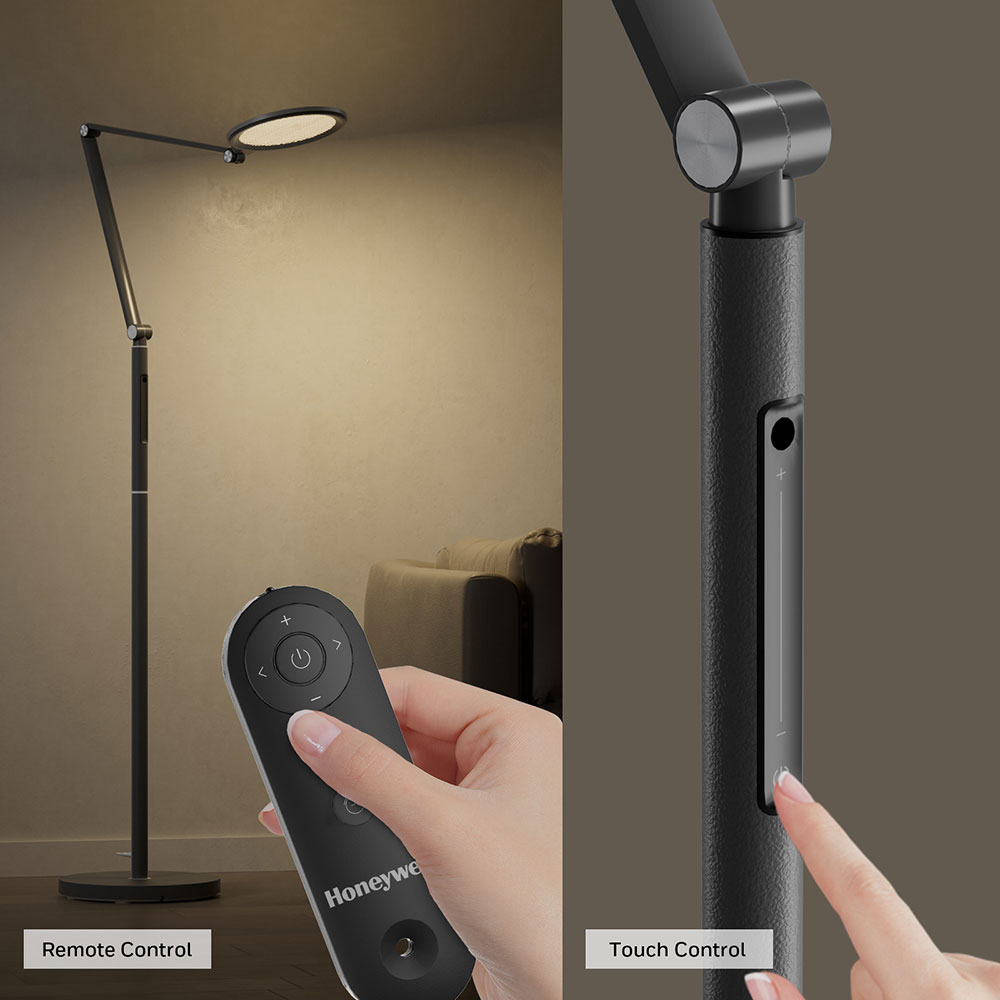 Honeywell Adjustable Modern Floor Lamp with Remote and Eye Protection, 2700k-5700k Color Temperature and 5 Brightness Levels, Black - HWL-F01BK - Image 3