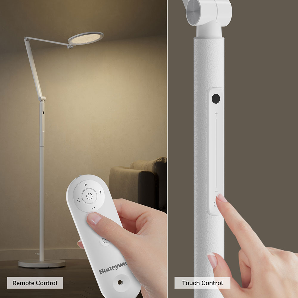 Honeywell Modern Adjustable Floor Lamp with Remote and Eye Protection, 2700k-5700k Color Temperature and 5 Brightness Levels, White - HWL-F01WT - Image 3