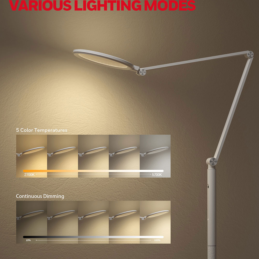 Honeywell Modern Adjustable Floor Lamp with Remote and Eye Protection, 2700k-5700k Color Temperature and 5 Brightness Levels, White - HWL-F01WT - Image 5