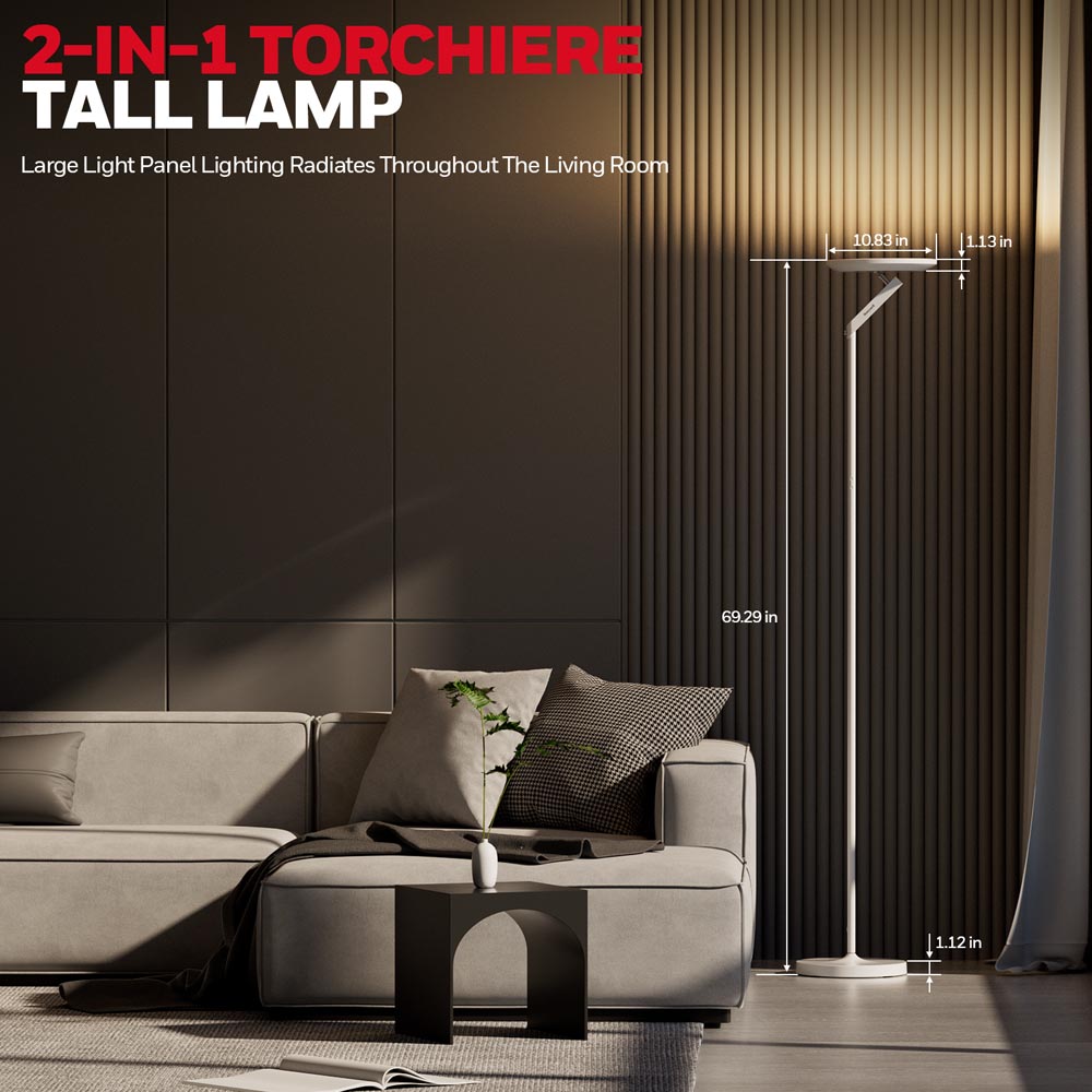 Honeywell F2 Torchiere Tall Standing Ambient Floor Lamp with 6 RGB Color Modes - Image 2