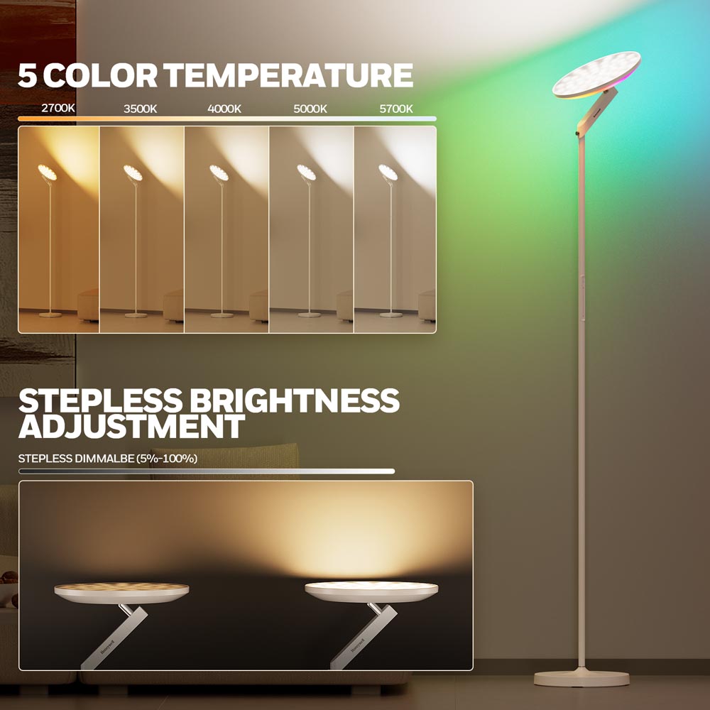 Honeywell F2 Torchiere Tall Standing Ambient Floor Lamp with 6 RGB Color Modes - Image 5