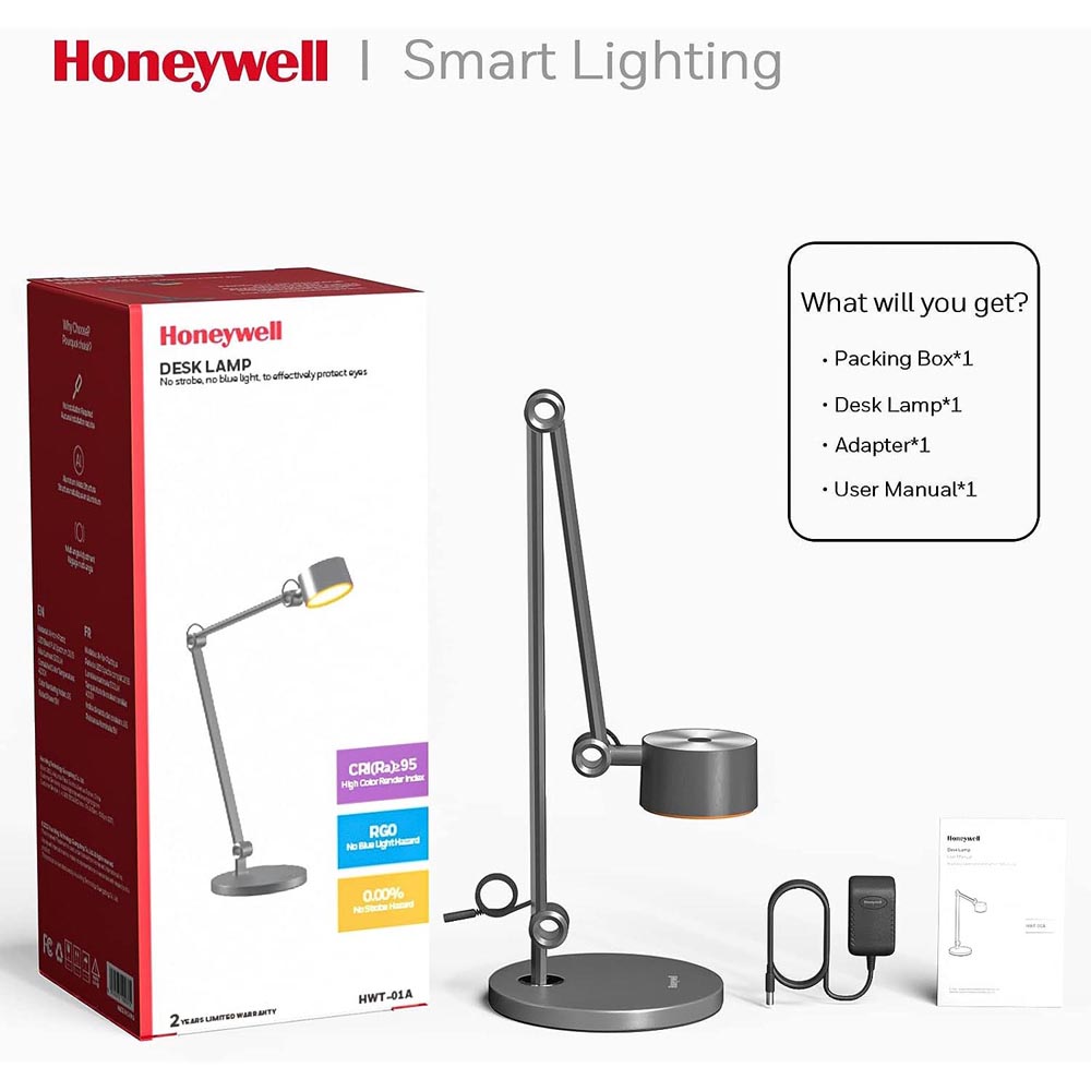 Honeywell LED Adjustable Metal Desk Lamp with Touch Controls and Eye Protection - HWT-01A - Image 3