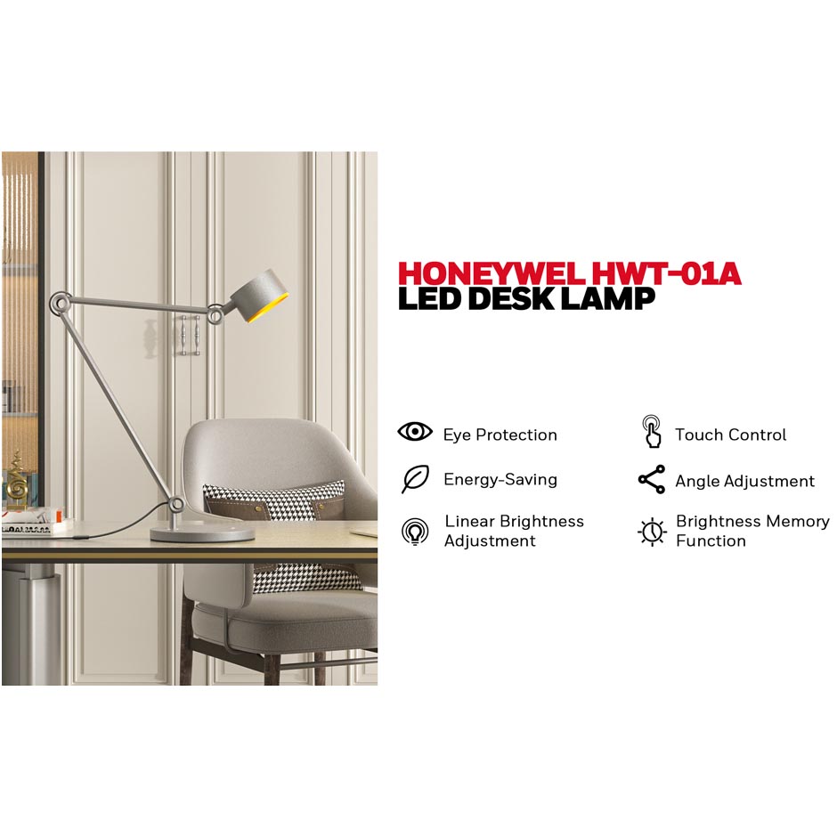 Honeywell LED Adjustable Metal Desk Lamp with Touch Controls and Eye Protection - HWT-01A - Image 8