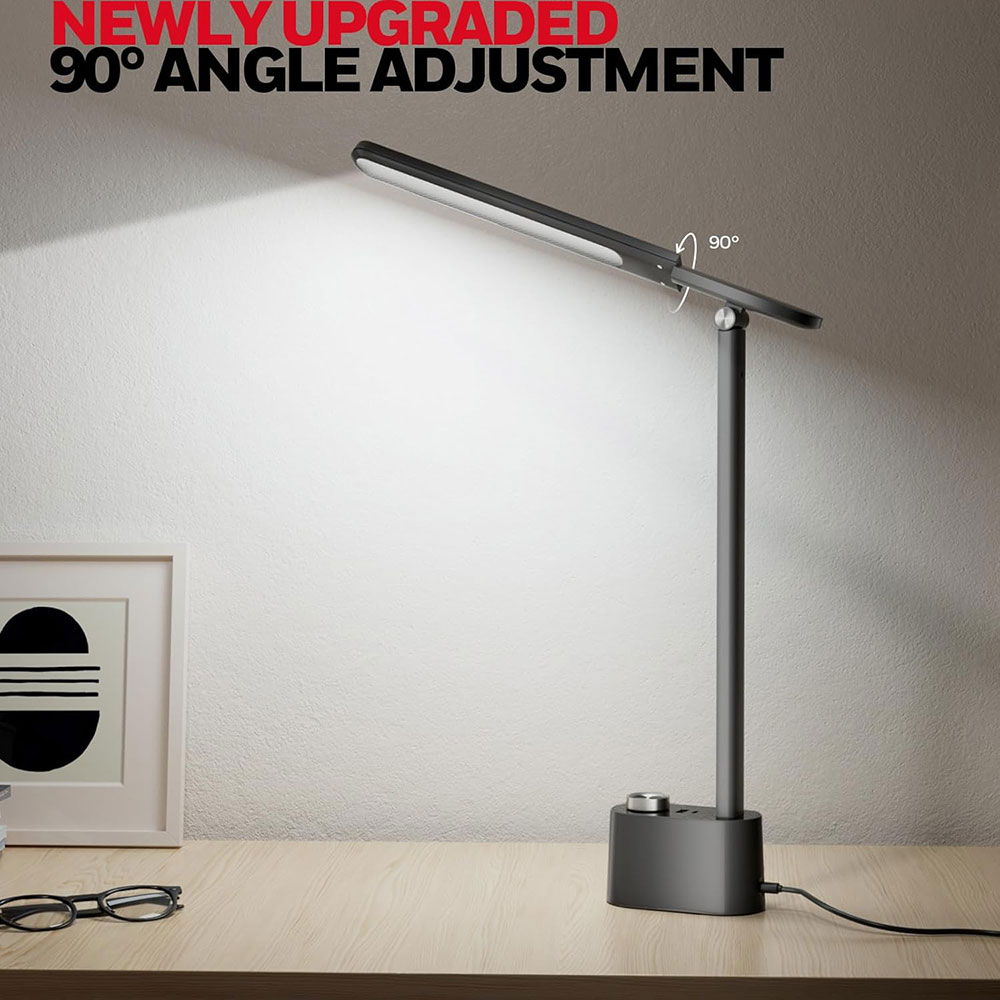 Honeywell Multi-Angle Adjustable LED Desk/Table Lamp with USB A+C Charging Ports and Eye Protection, Black HWT-H01-PRO - Image 6