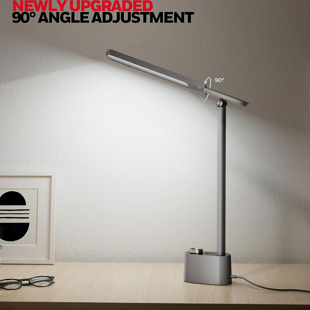 Honeywell Multi-Angle Adjustable LED Desk/Table Lamp with USB A+C Charging Ports and Eye Protection, Gray HWT-H01G-PRO - Image 4