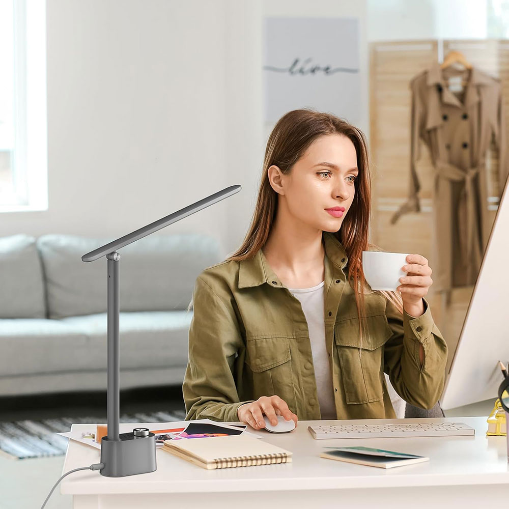 Honeywell Multi-Angle Adjustable LED Desk/Table Lamp with USB A+C Charging Ports and Eye Protection, Gray HWT-H01G-PRO - Image 7