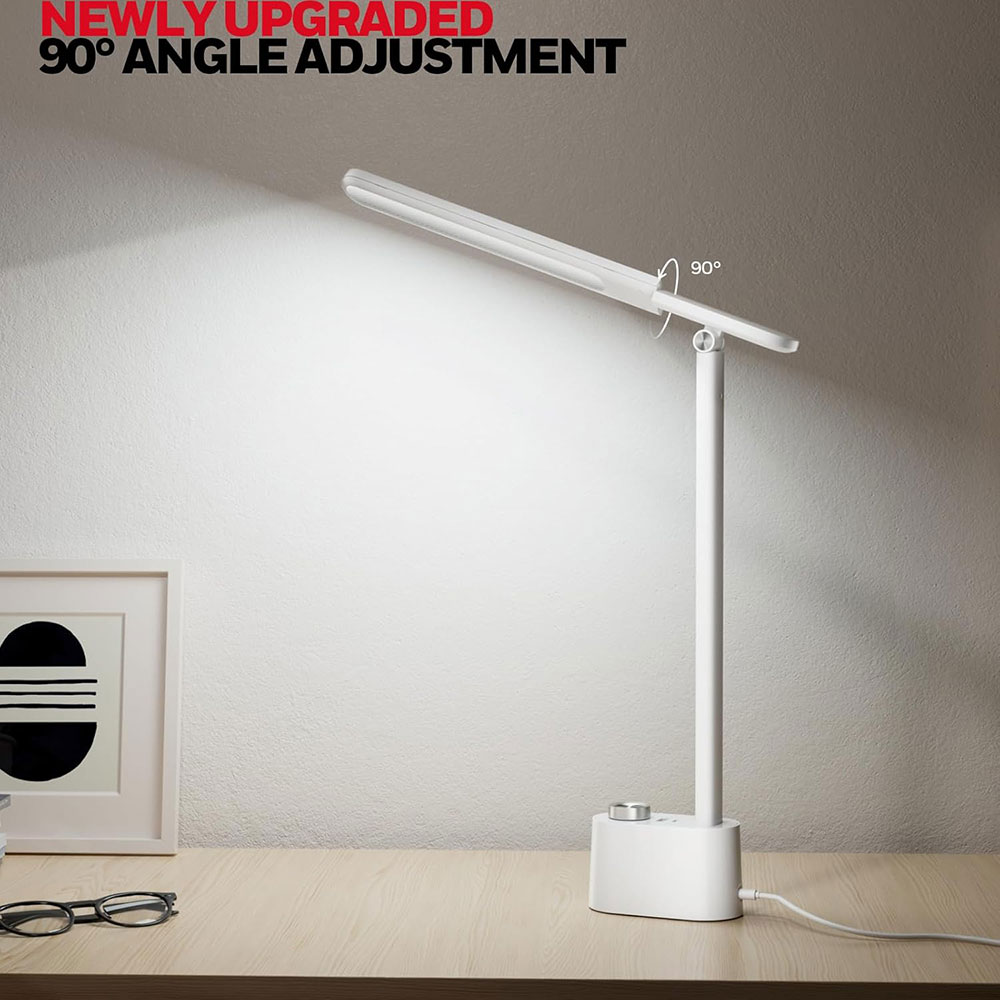 Honeywell Multi-Angle Adjustable LED Desk/Table Lamp with USB A+C Charging Ports and Eye Protection, White HWT-H01W-PRO - Image 2