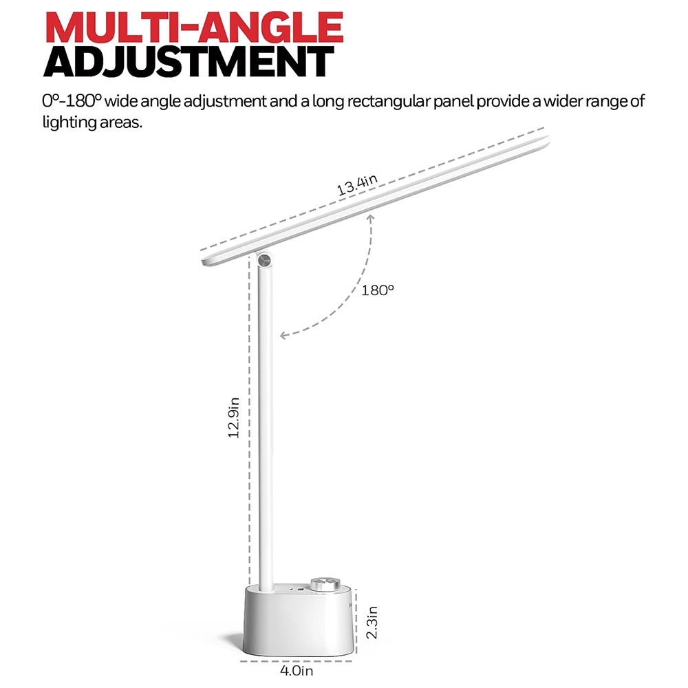 Honeywell Multi-Angle Adjustable LED Desk/Table Lamp with USB A+C Charging Ports and Eye Protection, White HWT-H01W-PRO - Image 7