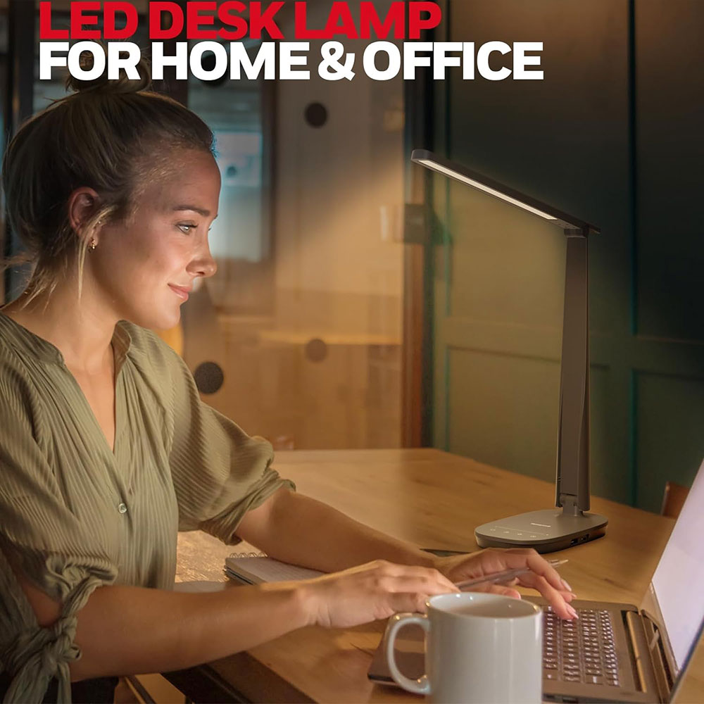 Honeywell Dimmable Small Desk Lamp with USB A+C Dual Charging Ports and Eye Protection, Black - Image 7