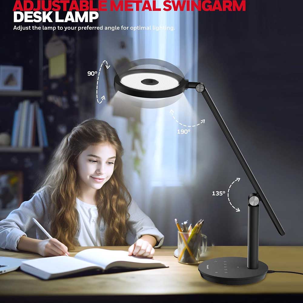 Honeywell H6 Modern Desk Lamp with Touch Controls, Black - Image 5