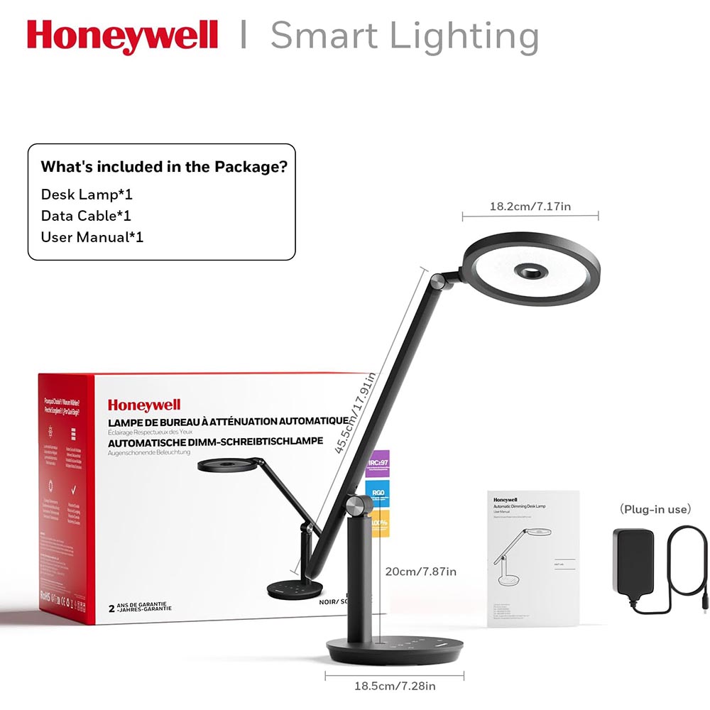 Honeywell H6 Modern Desk Lamp with Touch Controls, Black - Image 6