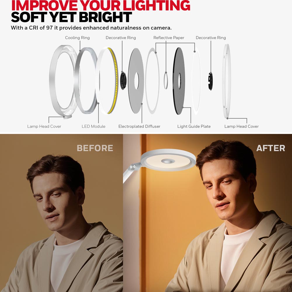 Honeywell H6 Desk Lamp with Touch Controls, White - Image 5