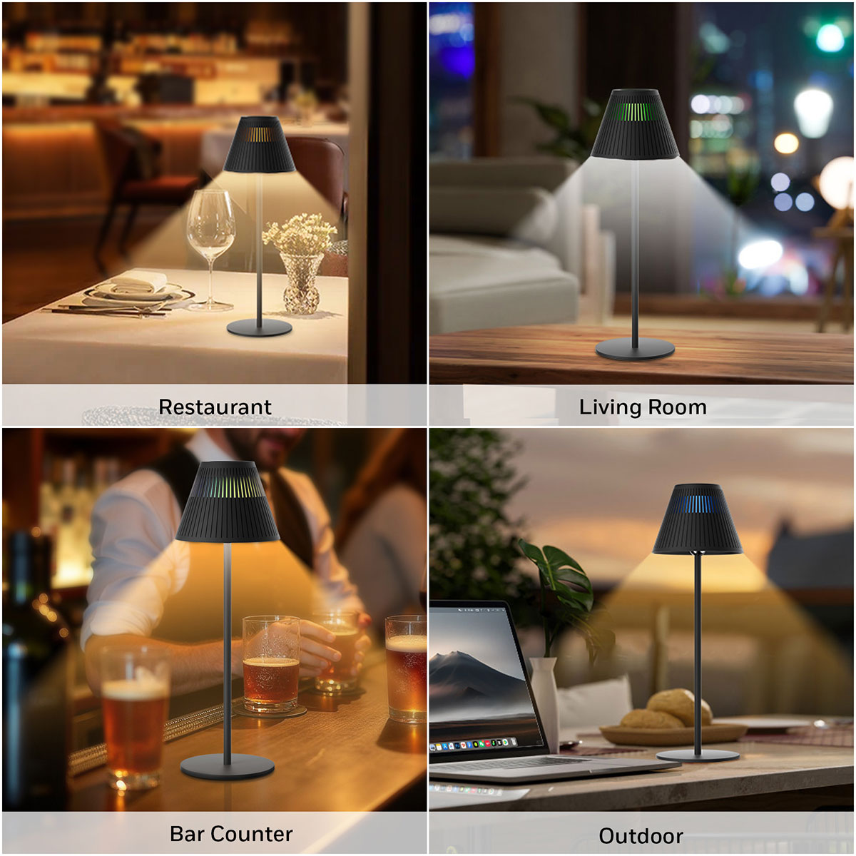 Honeywell Cordless LED Desk Lamp with Rechargeable Battery, Color Changing and Touch Controls, Black HWT-M1B - Image 7