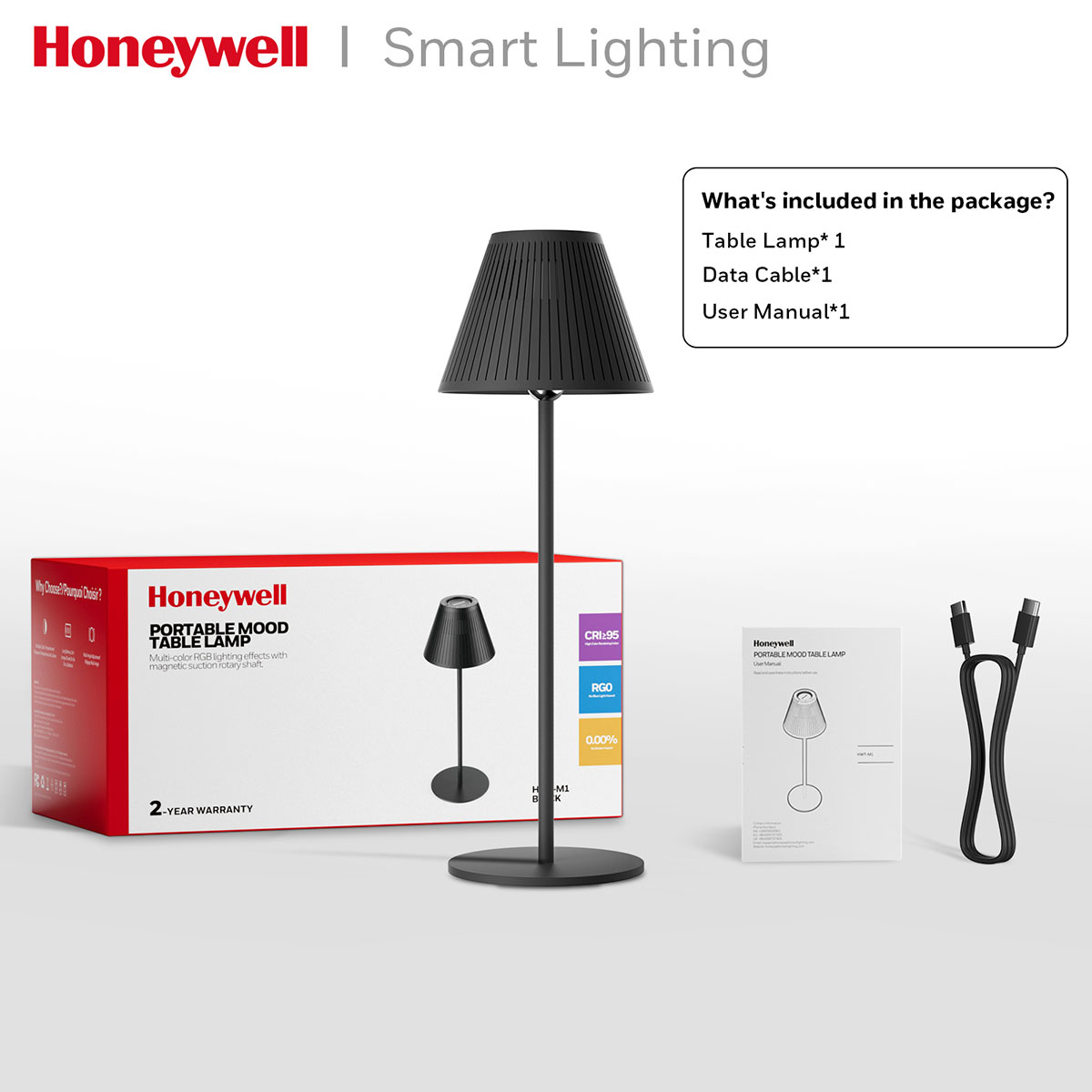 Honeywell Cordless LED Desk Lamp with Rechargeable Battery, Color Changing and Touch Controls, Black HWT-M1B - Image 8