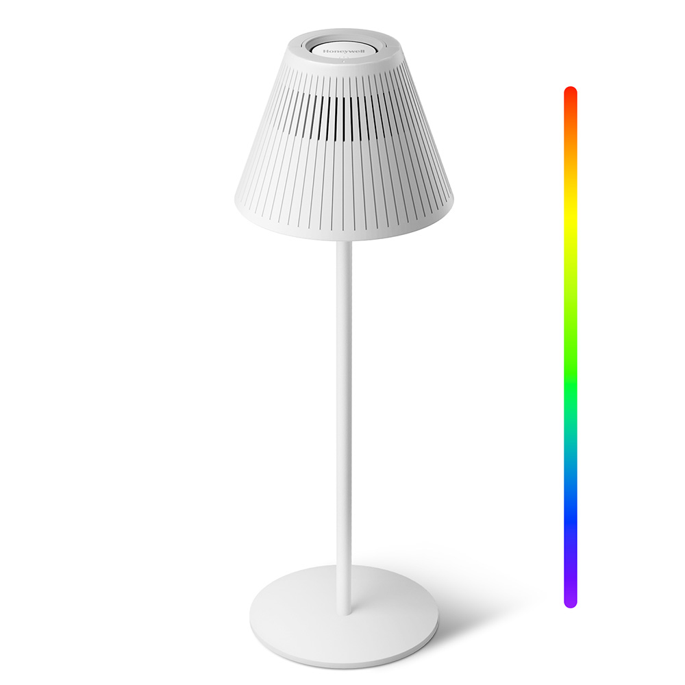 Honeywell Cordless LED Table Lamp with Rechargeable Battery, Color Changing and Touch Controls, White HWT-M1W