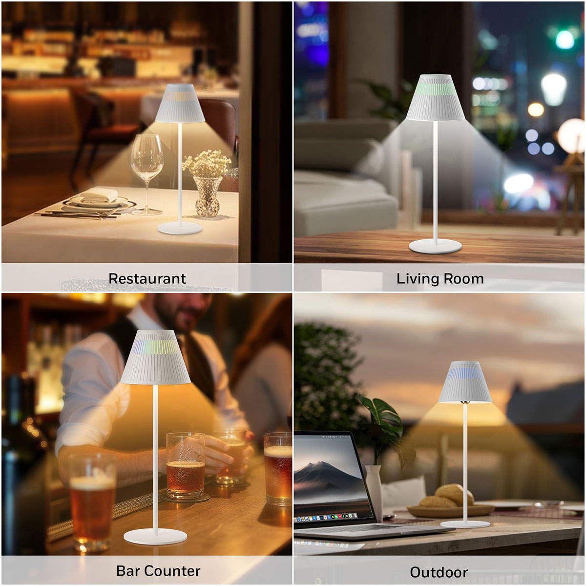 Honeywell Cordless LED Table Lamp with Rechargeable Battery, Color Changing and Touch Controls, White HWT-M1W - Image 7