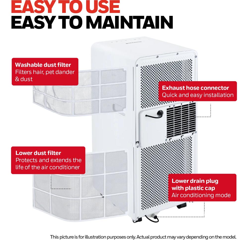 Honeywell 10,000 BTU Slim and Smart WiFi Portable Air Conditioner with Fan, Dehumidifier, and Alexa/Google Home Voice Control, HX4CESVWG0 - Image 3