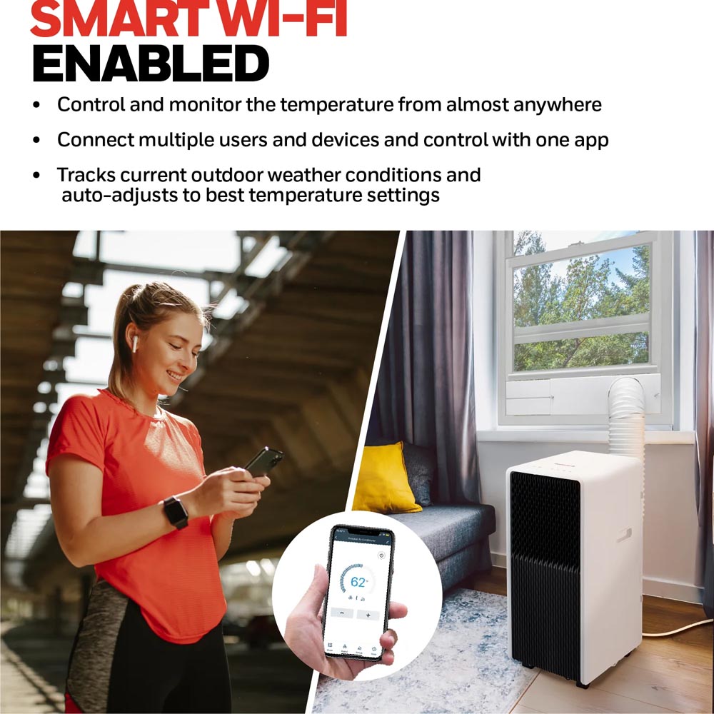 Honeywell 10,000 BTU Slim and Smart WiFi Portable Air Conditioner with Fan, Dehumidifier, and Alexa/Google Home Voice Control, HX4CESVWG0 - Image 5