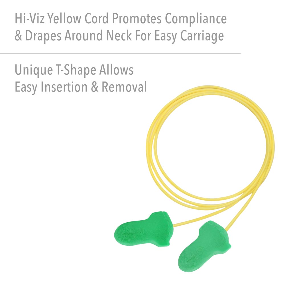 Howard Leight MAXIMUM LITE Contoured T-Shape Polyurethane Foam Corded Earplugs, 1000 Pairs - Image 4