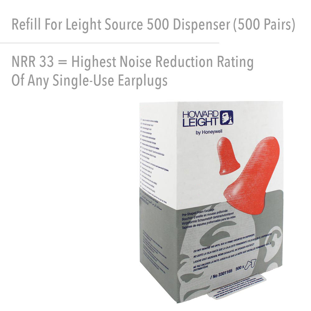 Howard Leight MAXIMUM Contoured Bell Polyurethane Foam Uncorded Earplugs, Dispenser Refill - 2000 Pairs - Image 2