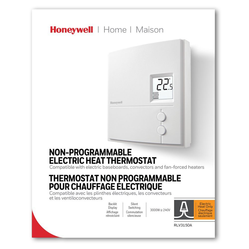 Honeywell Home RLV3150A Digital Non-Programmable Line Volt Thermostat for Electric Baseboard Heaters - Image 4