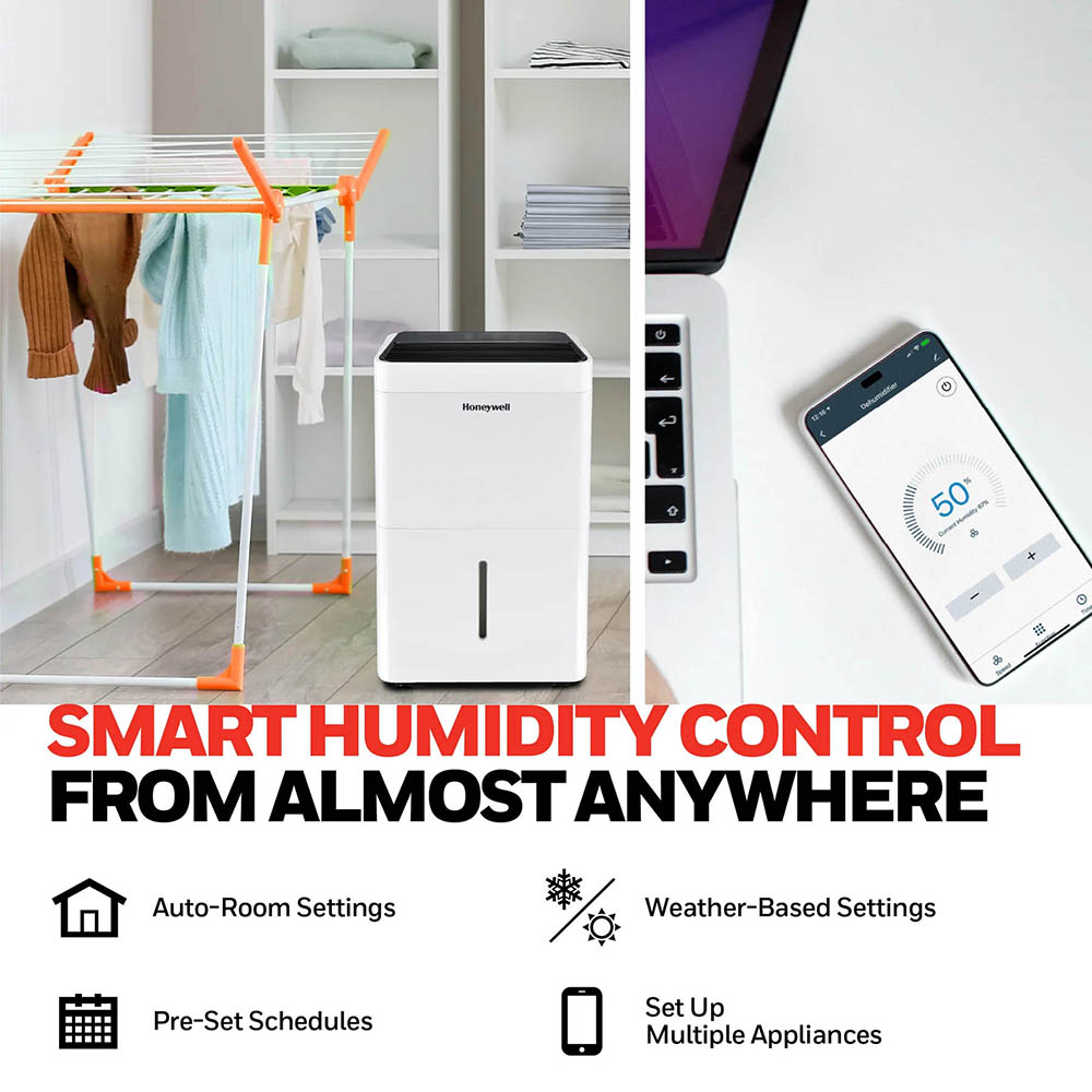 Honeywell TPFIT50APWK 50 Pint Smart Wi-Fi Portable Dehumidifier with Alexa Voice Control and Auto-Drain Pump - Image 6