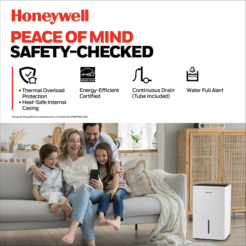 Honeywell TPFIT50APWK 50 Pint Smart Wi-Fi Portable Dehumidifier with Alexa Voice Control and Auto-Drain Pump - Image 9