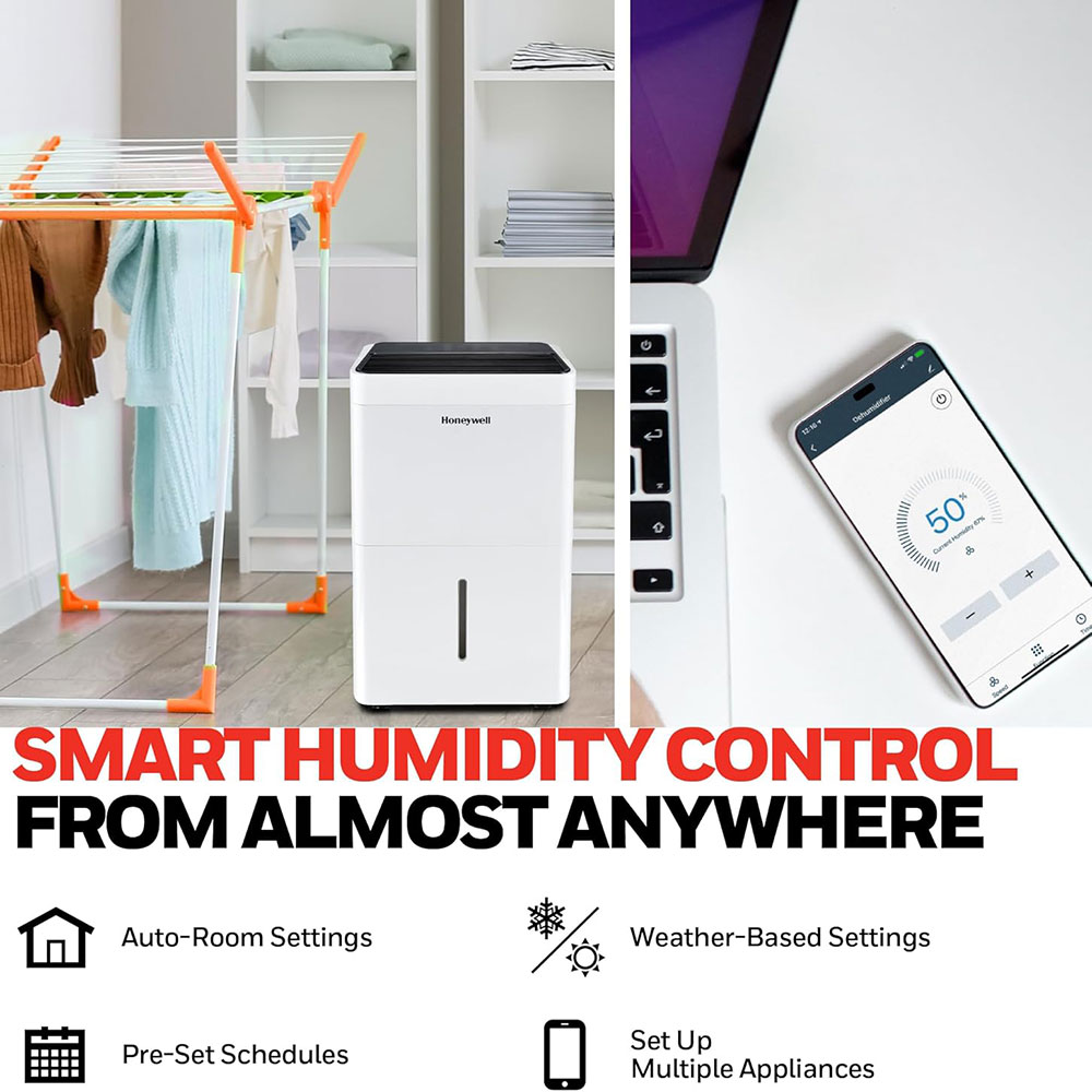 Honeywell TPFIT50AWK 50 Pint Smart Portable Dehumidifier with Alexa Voice Control - Image 4